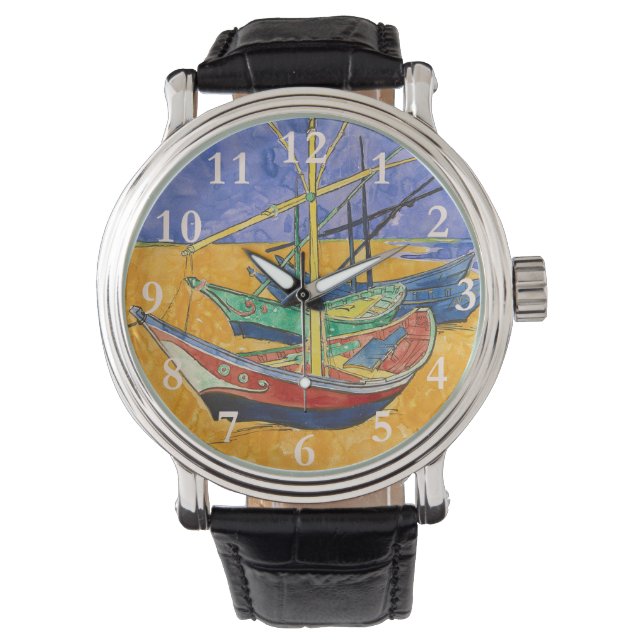 Van Gogh Boats Impressionism Beach Armbandsur (Framsida)