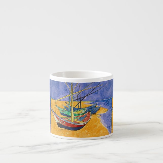 Van Gogh Boats Impressionism Beach Espressomugg (Framsidan)