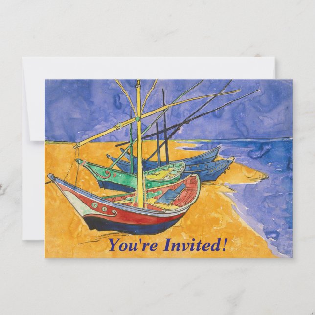 Van Gogh Boats Impressionism Beach Inbjudningar (Framsida)