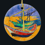 Van Gogh Boats Impressionism Beach Julgransprydnad Keramik<br><div class="desc">Vincent Van Gogh - den här berömden kallas för båtmålning på Saintes-Maries strand. Vincent Van Gogh målar färglöst och vackert vatten.</div>