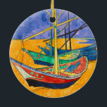 Van Gogh Boats Impressionism Beach Julgransprydnad Keramik<br><div class="desc">Vincent Van Gogh - den här berömden kallas för båtmålning på Saintes-Maries strand. Vincent Van Gogh målar färglöst och vackert vatten.</div>