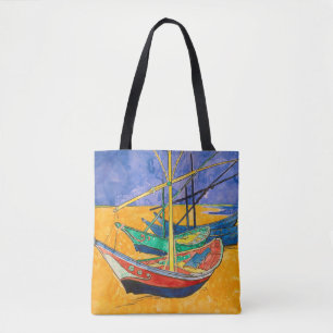 Van Gogh Boats Impressionism Beach Tygkasse