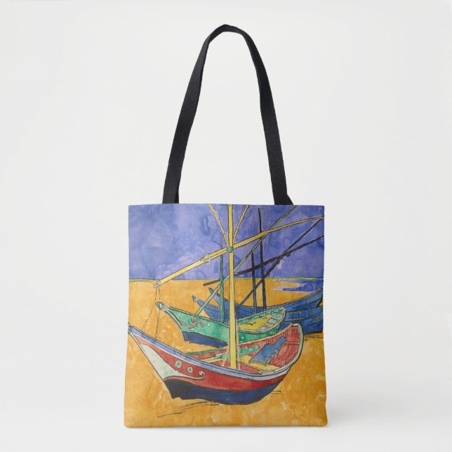 Van Gogh Boats Impressionism Beach Tygkasse (Framsida)