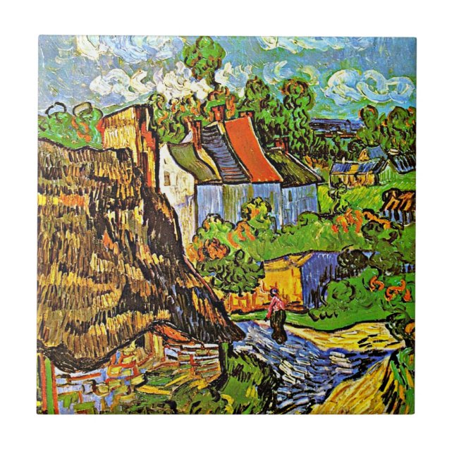 Van Gogh - Bostäder i Auvers Kakelplatta (Framsidan)