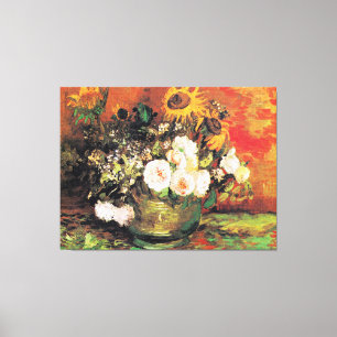 Van Gogh - Bowl med solblommor, Ro.. Canvastryck