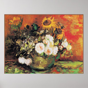Van Gogh - Bowl med solblommor, Ro.. Poster