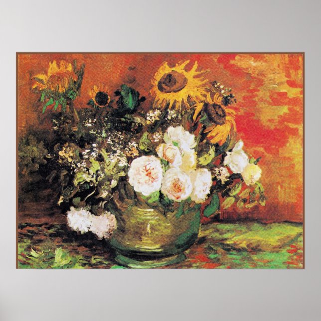 Van Gogh - Bowl med solblommor, Ro.. Poster (Framsidan)