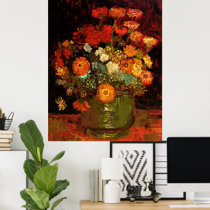 Van Gogh - Bowl med Zinnias Poster