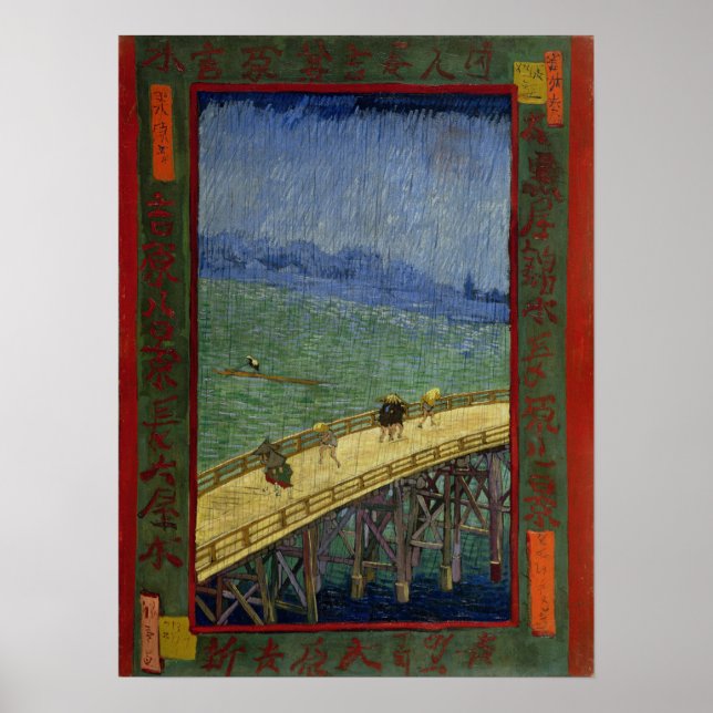 Van Gogh - Bron i regnet (efter Hiroshige) Poster (Framsidan)