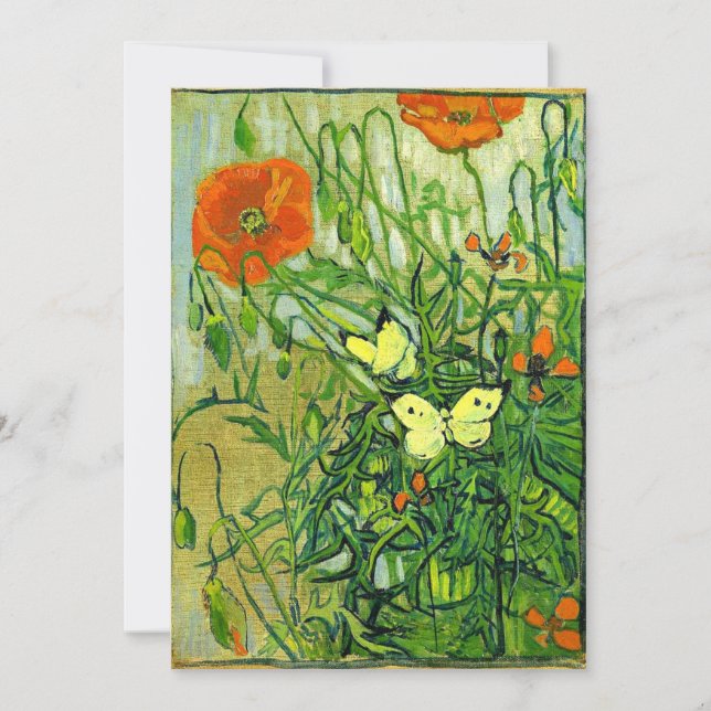 Van Gogh - Butterflies och Poppies Kort (Framsida)