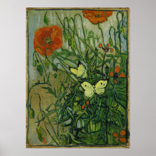 Van Gogh - Butterflies och Poppies Poster