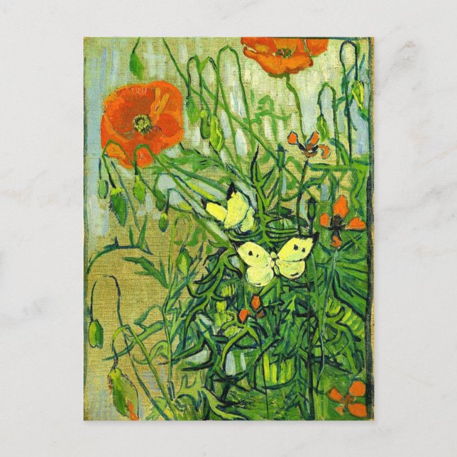 Van Gogh - Butterflies och Poppies Vykort (Framsida)