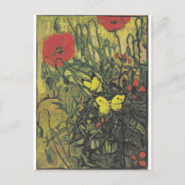 Van Gogh Butterfly Poppies Flowers Peace Destiny Vykort