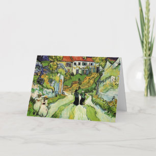 Van Gogh bygata och trappor Auvers, Figurer Kort
