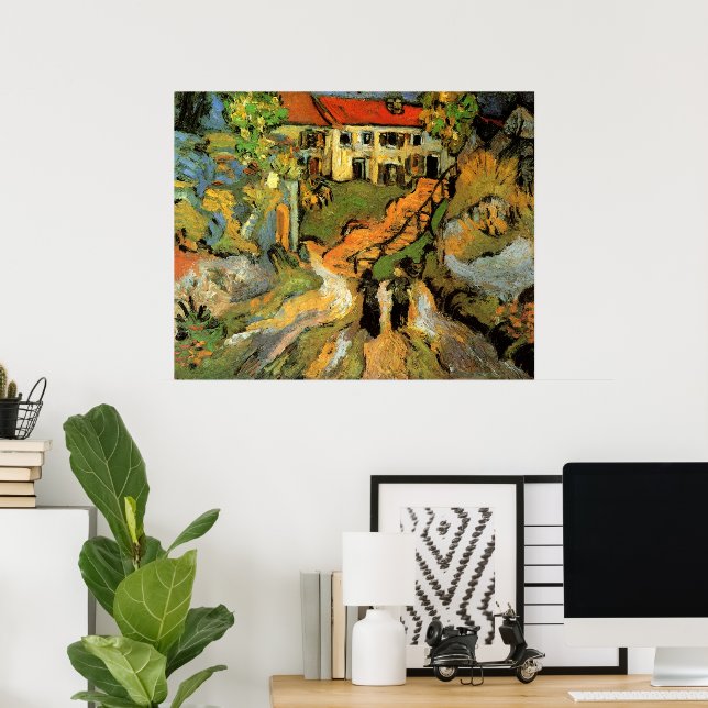 Van Gogh Byn Gata och Trappor Auvers, Figurer Poster (Hemmakontoret)