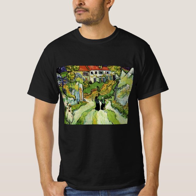 Van Gogh Bysgata och trappor Auvers, figurer T Shirt (Framsida)