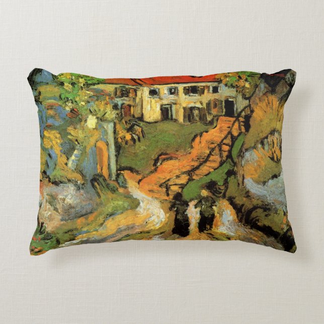 Van Gogh Bystraße och trappor Auvers, figurer Prydnadskudde (Framsidan)