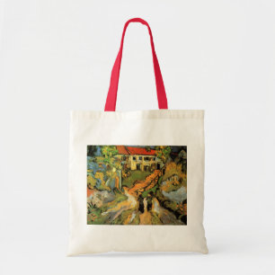 Van Gogh Bystraße och trappor Auvers, figurer Tygkasse