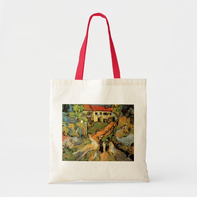 Van Gogh Bystraße och trappor Auvers, figurer Tygkasse (Framsidan)