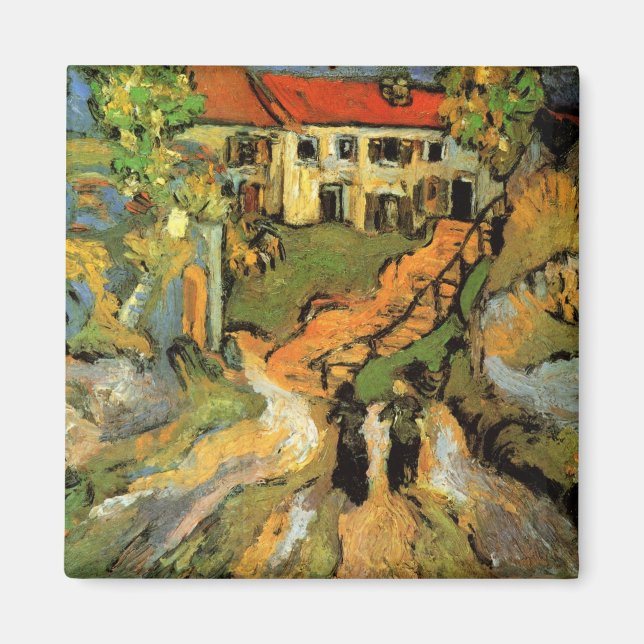 Van Gogh bystuga gata och trappor Auvers, figurer Magnet (Framsidan)