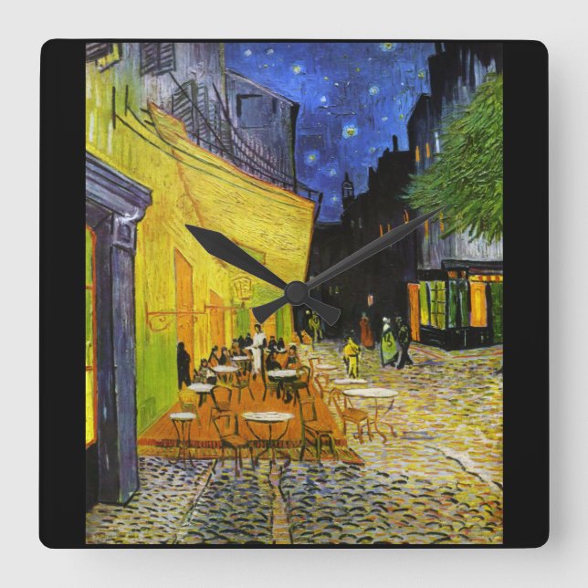 Van Gogh , “Cafe Terrace at Night” Fyrkantig Klocka (Framsida)