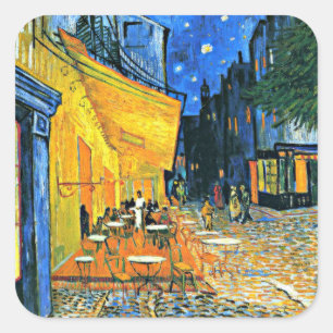 Van Gogh - Cafe Terrace Fyrkantigt Klistermärke