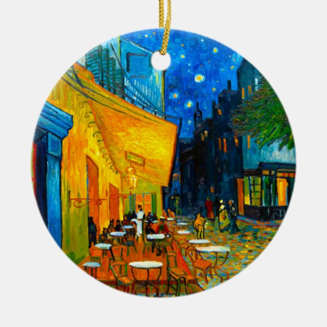 Van Gogh Café Terrace i natt Julgransprydnad Keramik (Framsidan)