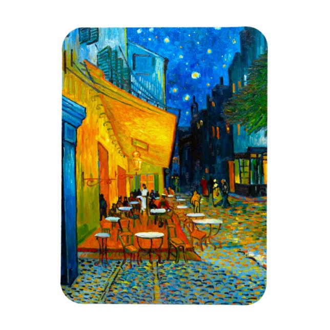 Van Gogh Café Terrace i natt Magnet (Vertikal)