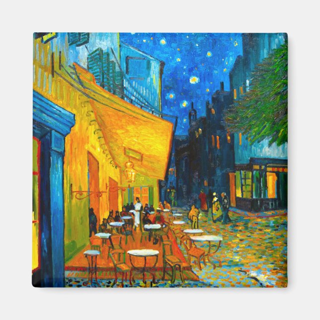 Van Gogh Café Terrace i natt Magnet (Framsidan)
