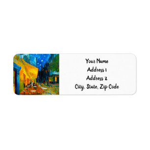 Van Gogh Café Terrace i natt Returadress Etikett