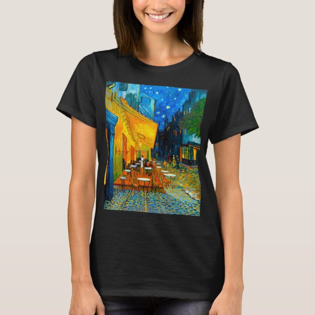 Van Gogh Café Terrace i natt T Shirt (Framsida)