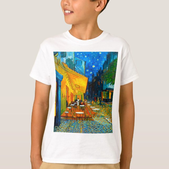 Van Gogh Café Terrace i natt T Shirt (Framsida)