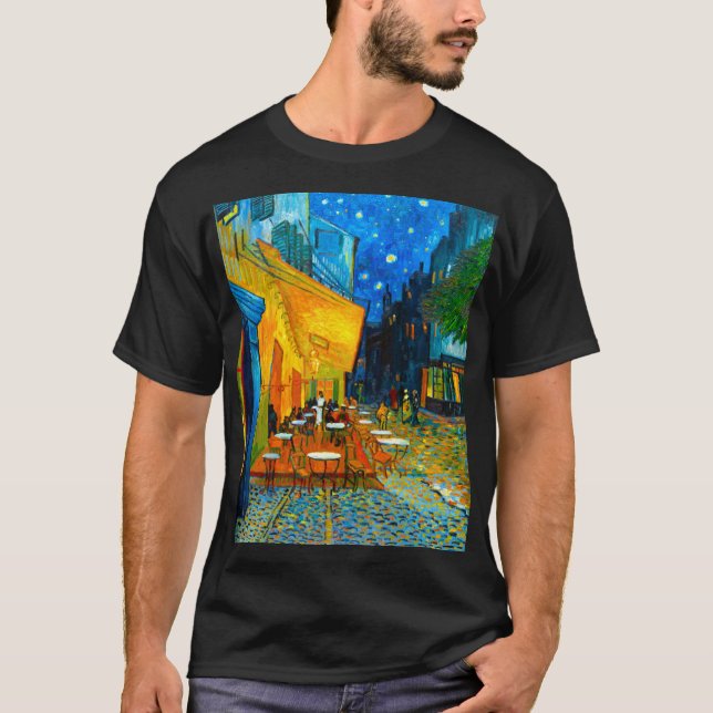 Van Gogh Café Terrace i natt T Shirt (Framsida)