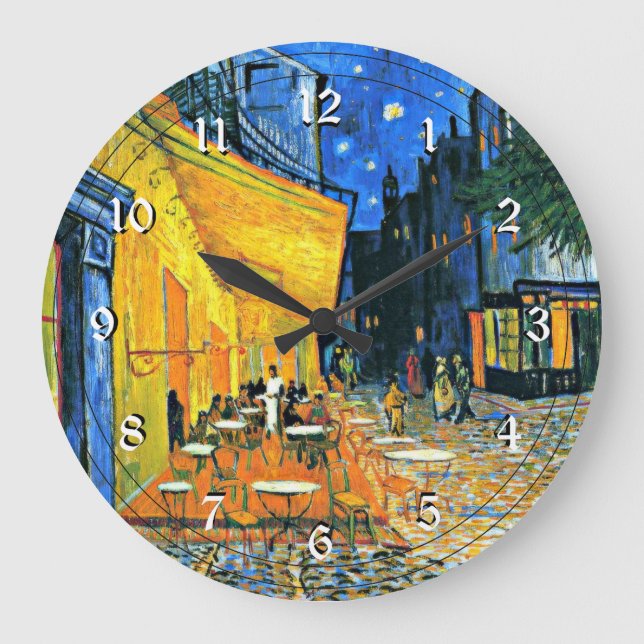 Van Gogh: Cafe Terrace Large Clock Stor Klocka (Framsida)