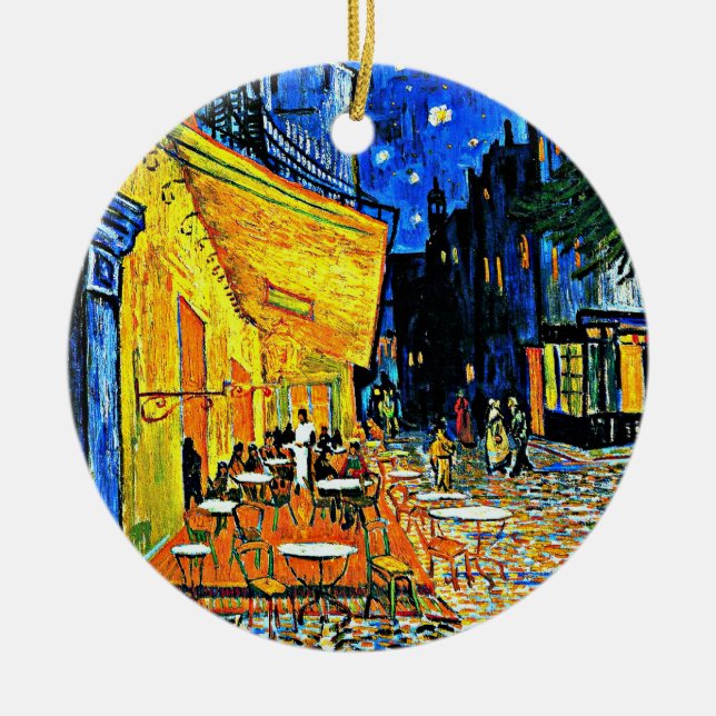 Van Gogh - Cafe Terrace, målning av berömd Julgransprydnad Keramik (Framsidan)