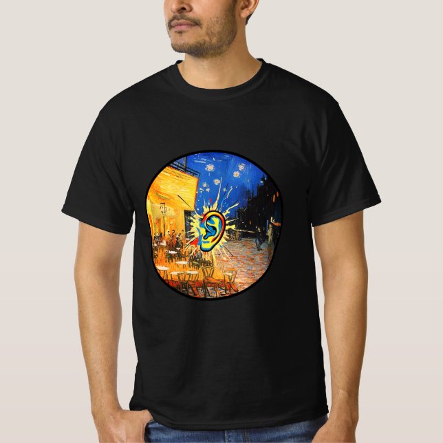 Van Gogh Café Terrace Pop Art Ear Surrealism  T Shirt (Framsida)
