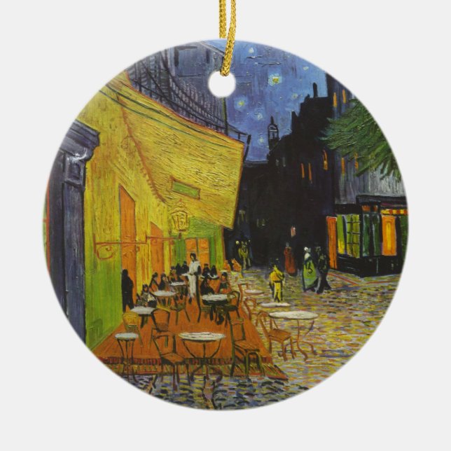 Van Gogh Cafe Terrace Post-Impressionist Julgransprydnad Keramik (Framsidan)