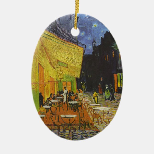 Van Gogh Cafe Terrace Post-Impressionist Julgransprydnad Keramik (Framsidan)