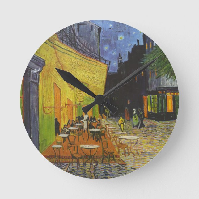 Van Gogh Cafe Terrace Post-Impressionist Rund Klocka (Framsida)