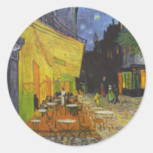 Van Gogh Cafe Terrace Post-Impressionist Runt Klistermärke