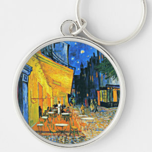 Van Gogh - Cafe Terrace Rund Silverfärgad Nyckelring
