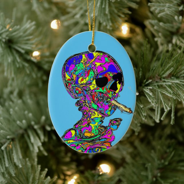 Van Gogh Calavera Rökande Cigarett Julgransprydnad Keramik (Träd)