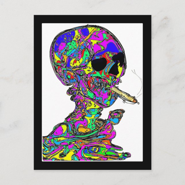 Van Gogh Calavera Smoking Cigarette Vykort (Framsida)