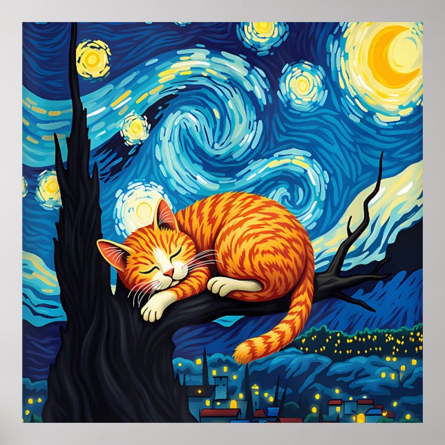 van Gogh Cat Art Poster (Framsidan)