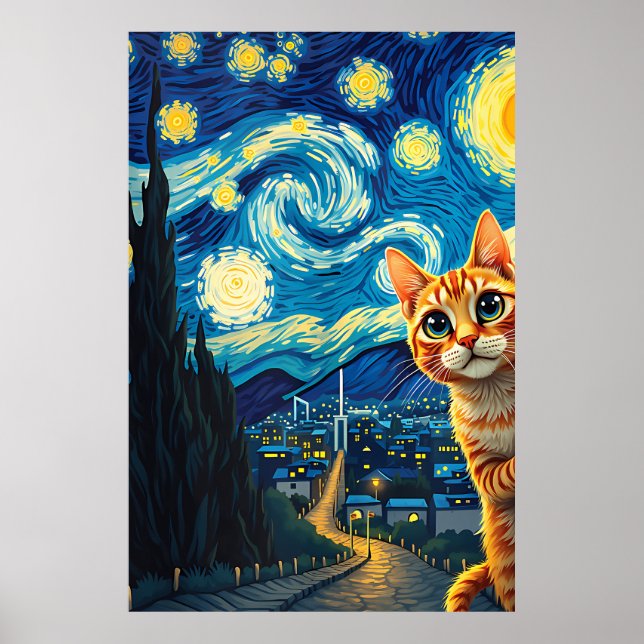 van Gogh Cat Art Poster (Framsidan)