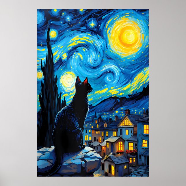 van Gogh Cat Art Poster (Framsidan)