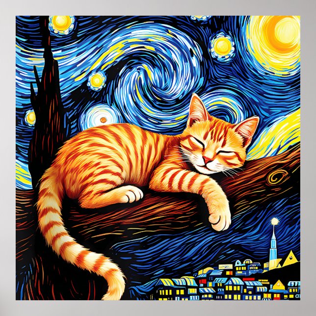 van Gogh Cat Art Poster (Framsidan)