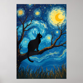 van Gogh Cat Art Poster