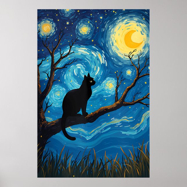 van Gogh Cat Art Poster (Framsidan)