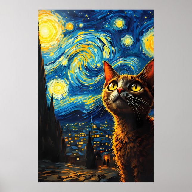 van Gogh Cat Art Poster (Framsidan)